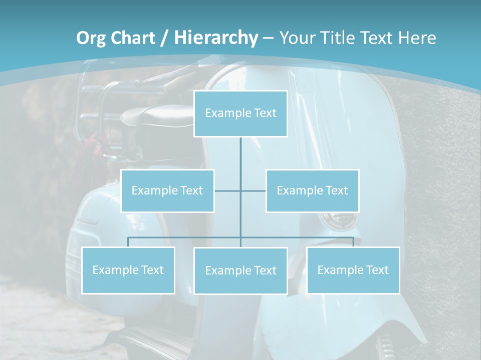 A Blue Motor Scooter Parked In Front Of A Stone Wall PowerPoint Template