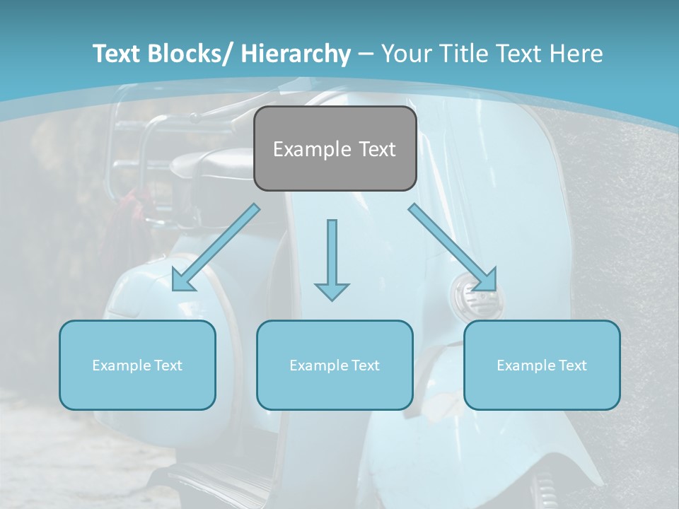 A Blue Motor Scooter Parked In Front Of A Stone Wall PowerPoint Template