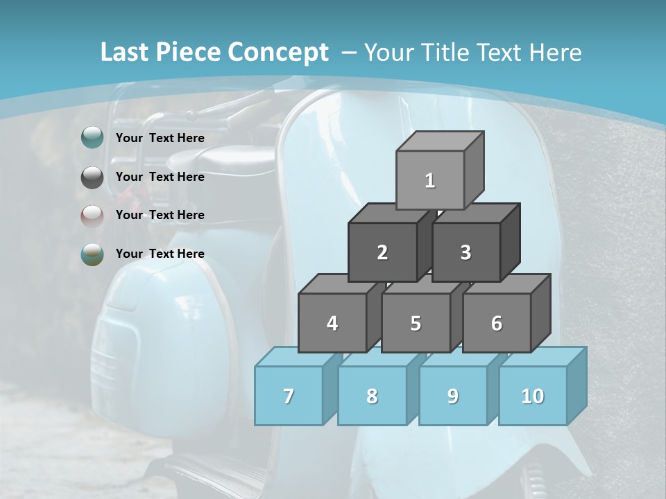 A Blue Motor Scooter Parked In Front Of A Stone Wall PowerPoint Template