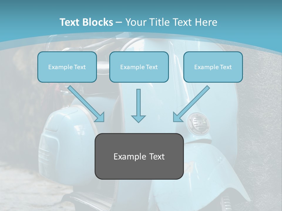 A Blue Motor Scooter Parked In Front Of A Stone Wall PowerPoint Template