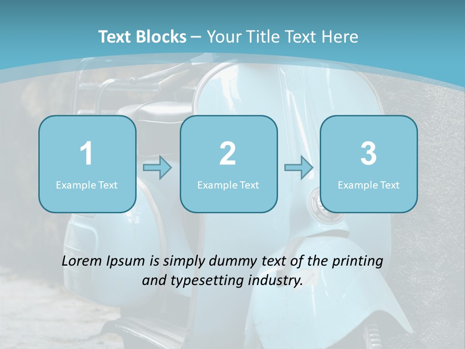 A Blue Motor Scooter Parked In Front Of A Stone Wall PowerPoint Template