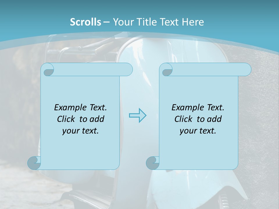 A Blue Motor Scooter Parked In Front Of A Stone Wall PowerPoint Template