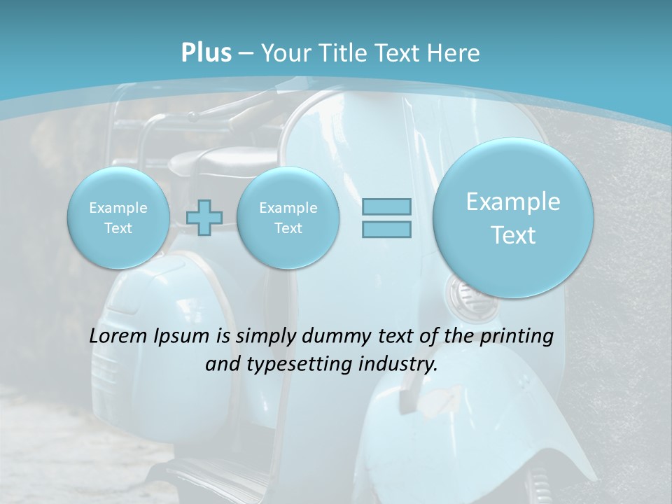 A Blue Motor Scooter Parked In Front Of A Stone Wall PowerPoint Template