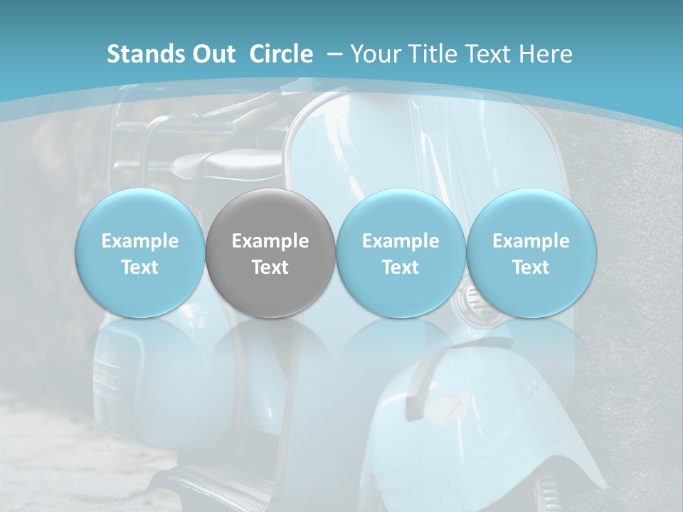 A Blue Motor Scooter Parked In Front Of A Stone Wall PowerPoint Template