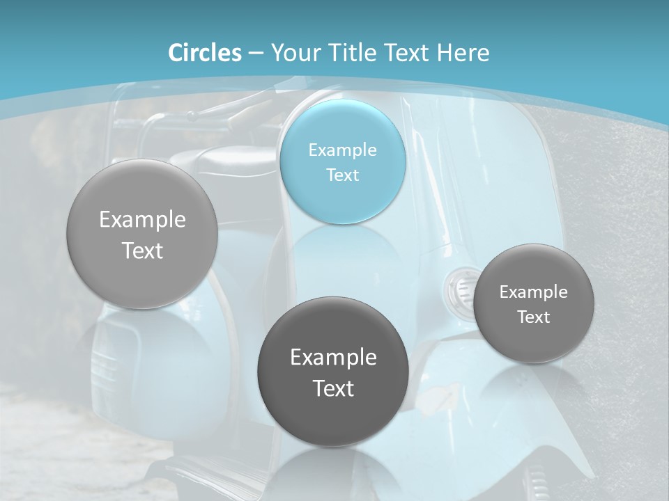 A Blue Motor Scooter Parked In Front Of A Stone Wall PowerPoint Template