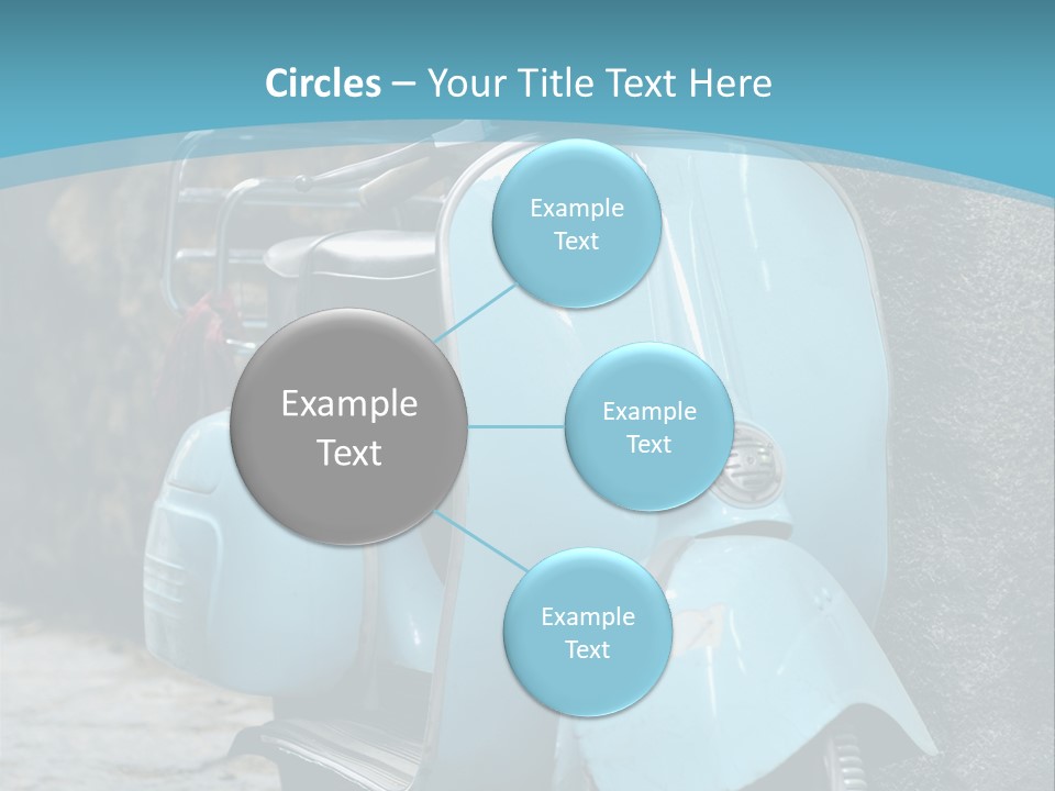 A Blue Motor Scooter Parked In Front Of A Stone Wall PowerPoint Template