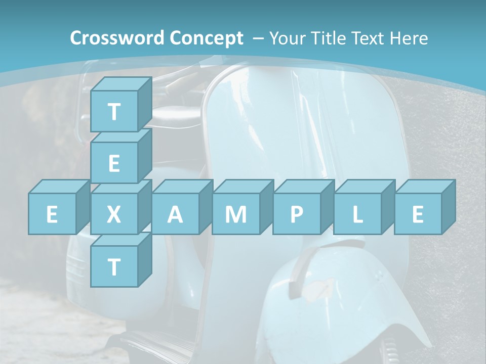 A Blue Motor Scooter Parked In Front Of A Stone Wall PowerPoint Template