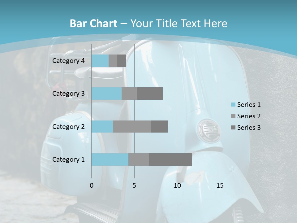 A Blue Motor Scooter Parked In Front Of A Stone Wall PowerPoint Template