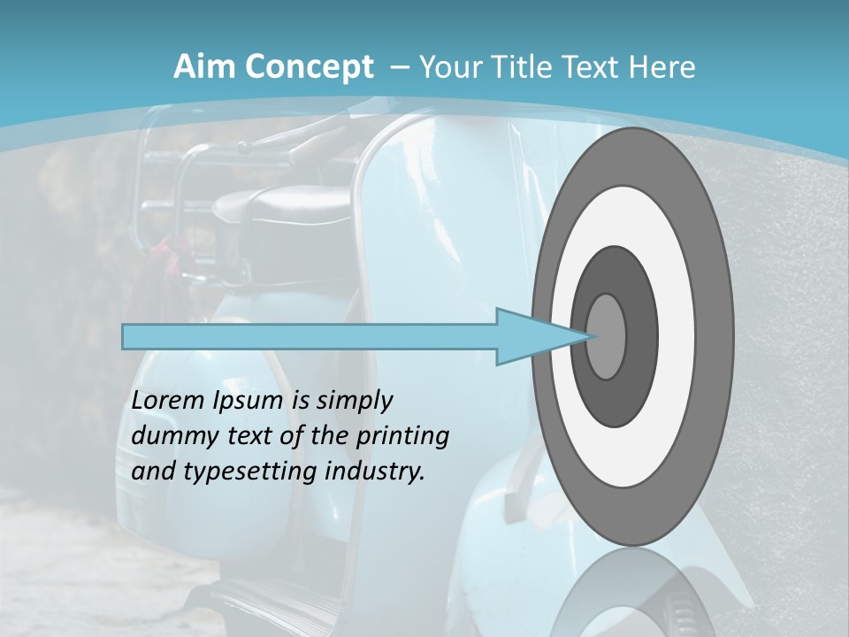 A Blue Motor Scooter Parked In Front Of A Stone Wall PowerPoint Template