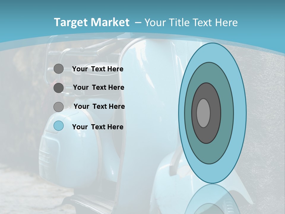 A Blue Motor Scooter Parked In Front Of A Stone Wall PowerPoint Template