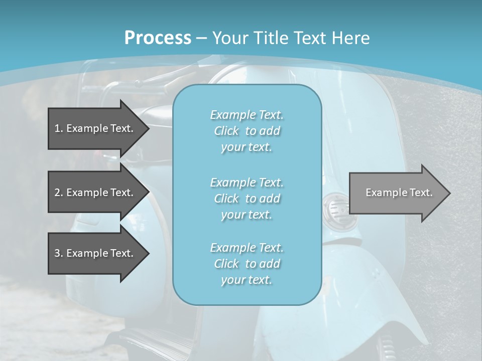A Blue Motor Scooter Parked In Front Of A Stone Wall PowerPoint Template