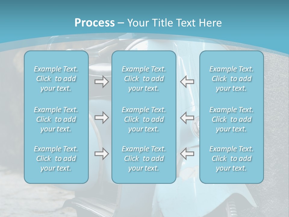 A Blue Motor Scooter Parked In Front Of A Stone Wall PowerPoint Template