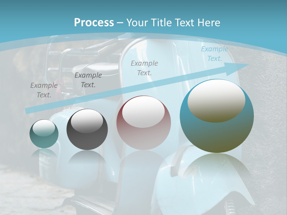 A Blue Motor Scooter Parked In Front Of A Stone Wall PowerPoint Template