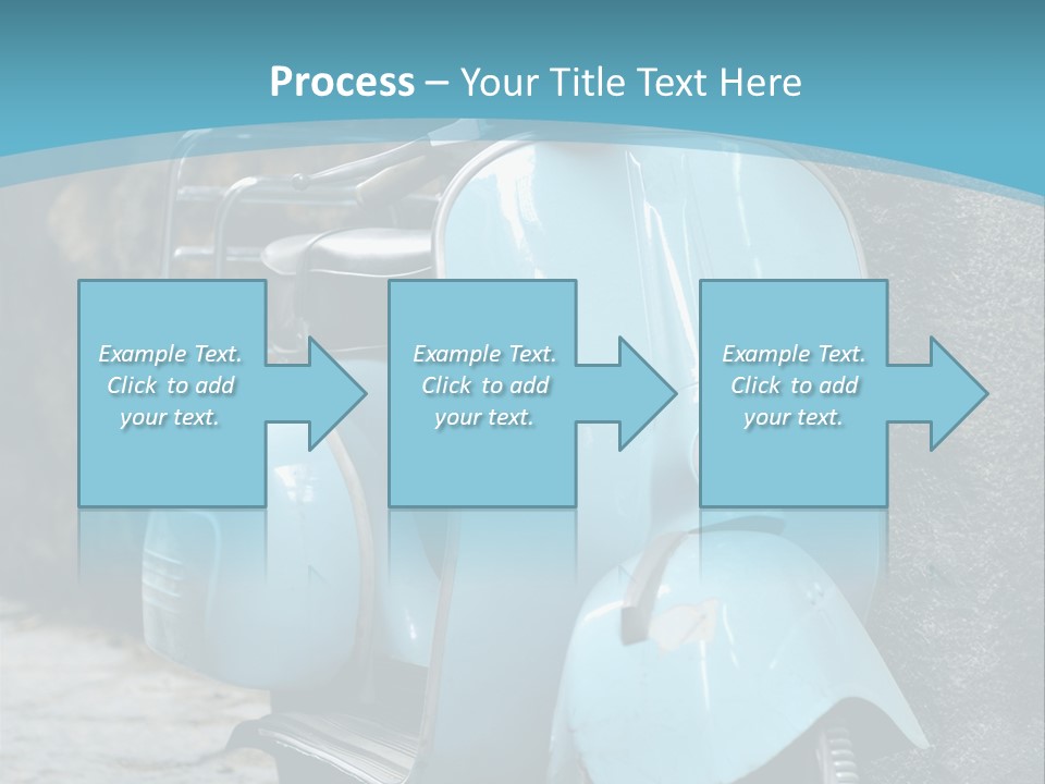 A Blue Motor Scooter Parked In Front Of A Stone Wall PowerPoint Template