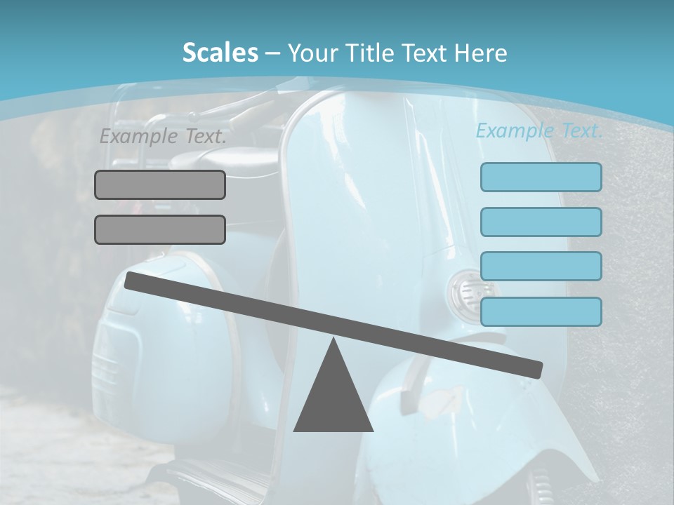 A Blue Motor Scooter Parked In Front Of A Stone Wall PowerPoint Template