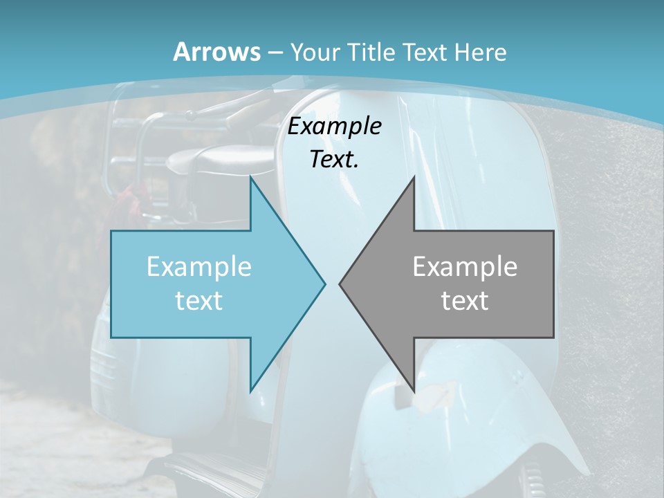 A Blue Motor Scooter Parked In Front Of A Stone Wall PowerPoint Template