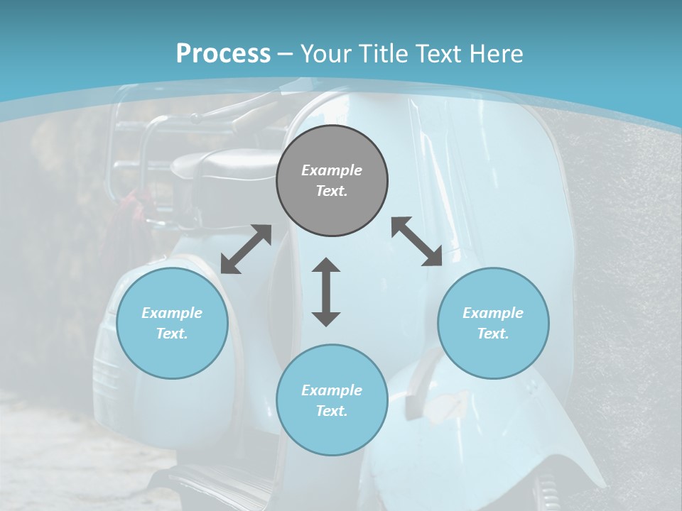 A Blue Motor Scooter Parked In Front Of A Stone Wall PowerPoint Template