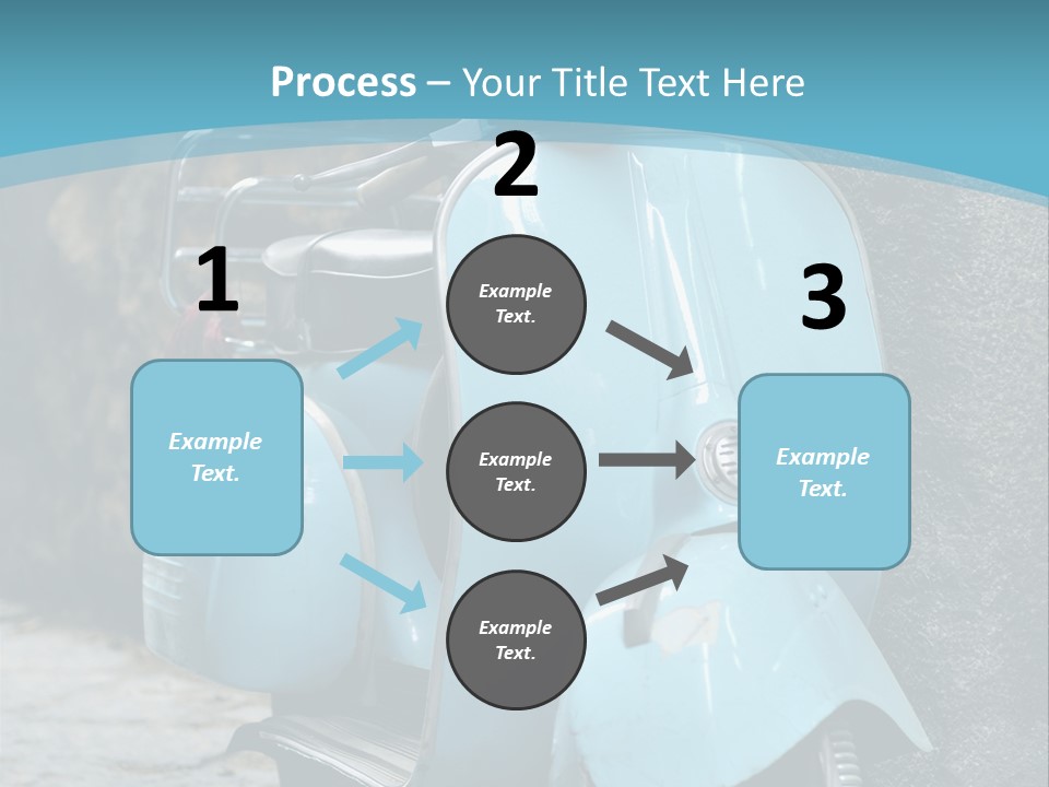 A Blue Motor Scooter Parked In Front Of A Stone Wall PowerPoint Template
