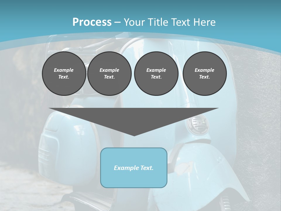 A Blue Motor Scooter Parked In Front Of A Stone Wall PowerPoint Template