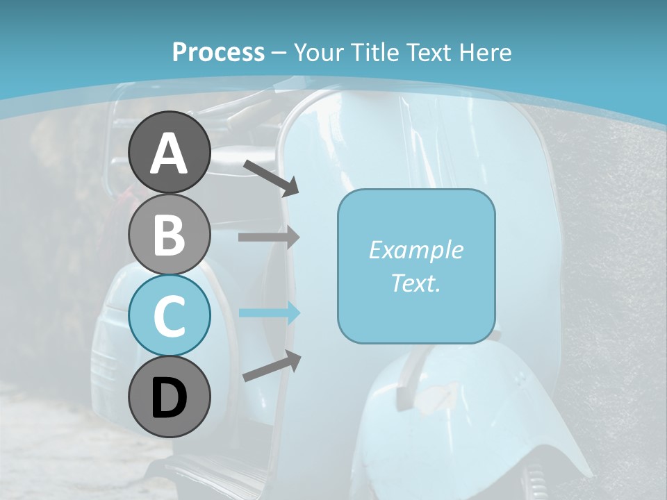 A Blue Motor Scooter Parked In Front Of A Stone Wall PowerPoint Template