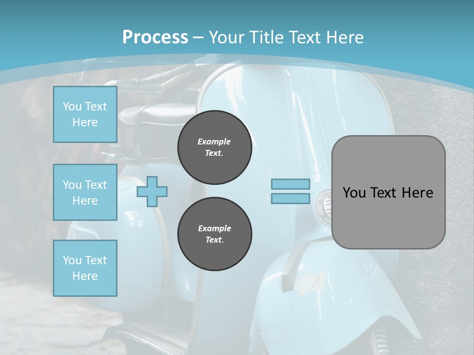 A Blue Motor Scooter Parked In Front Of A Stone Wall PowerPoint Template