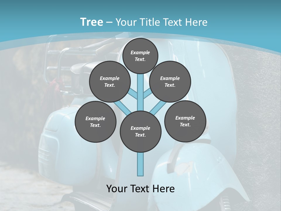 A Blue Motor Scooter Parked In Front Of A Stone Wall PowerPoint Template