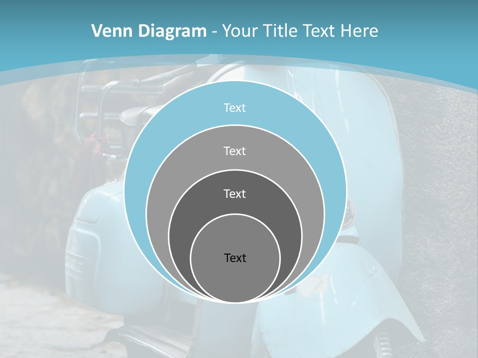 A Blue Motor Scooter Parked In Front Of A Stone Wall PowerPoint Template