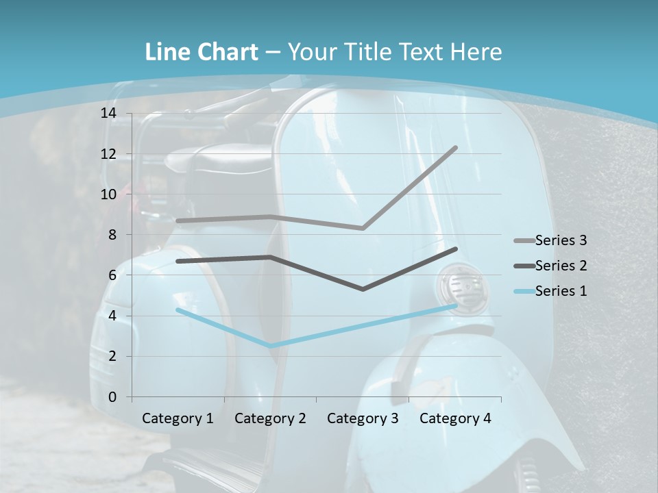 A Blue Motor Scooter Parked In Front Of A Stone Wall PowerPoint Template