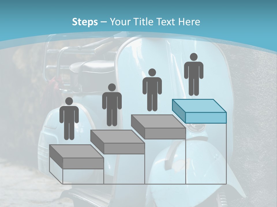 A Blue Motor Scooter Parked In Front Of A Stone Wall PowerPoint Template