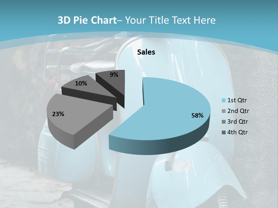 A Blue Motor Scooter Parked In Front Of A Stone Wall PowerPoint Template