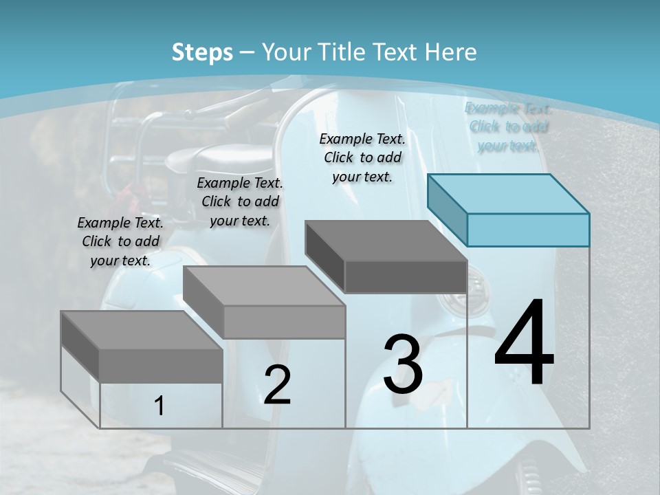 A Blue Motor Scooter Parked In Front Of A Stone Wall PowerPoint Template