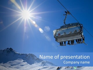 A Ski Lift With People On It In The Snow PowerPoint Template