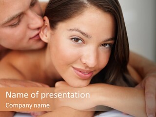 A Man And A Woman Laying On Top Of A Bed PowerPoint Template