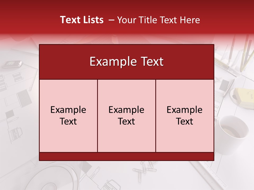 A House On Top Of A Blueprint With Pencils And A Cup Of Coffee PowerPoint Template