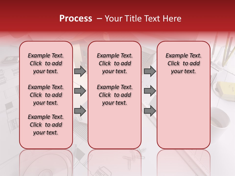 A House On Top Of A Blueprint With Pencils And A Cup Of Coffee PowerPoint Template