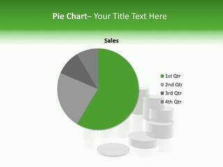 A Group Of Cylinders With A Green Ball On Top Of Them PowerPoint Template