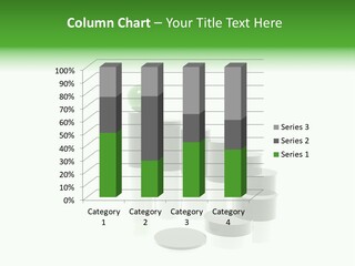 A Group Of Cylinders With A Green Ball On Top Of Them PowerPoint Template