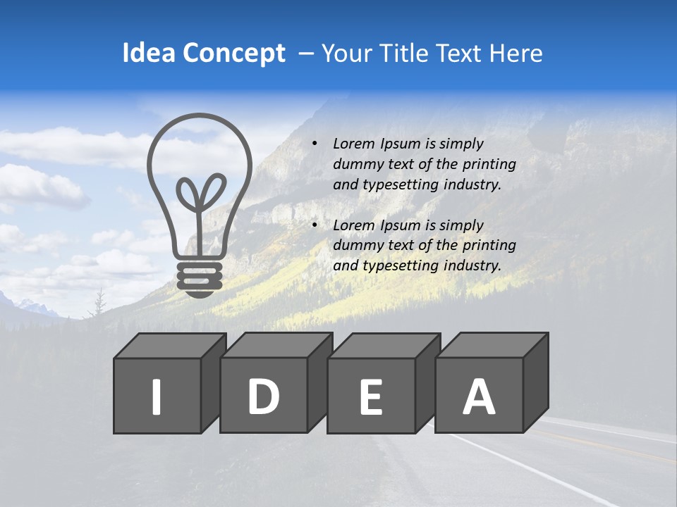 A Road With A Mountain In The Background PowerPoint Template