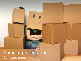 A Person Sitting On The Floor Surrounded By Boxes PowerPoint Template