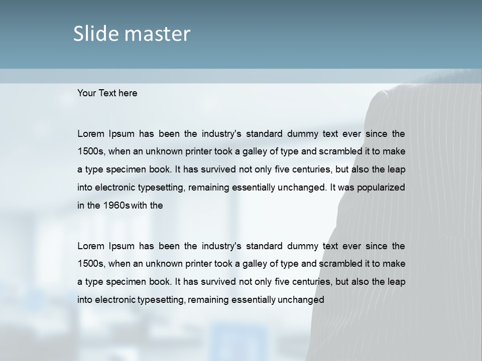 A Man In A Suit And Tie Standing In A Room PowerPoint Template