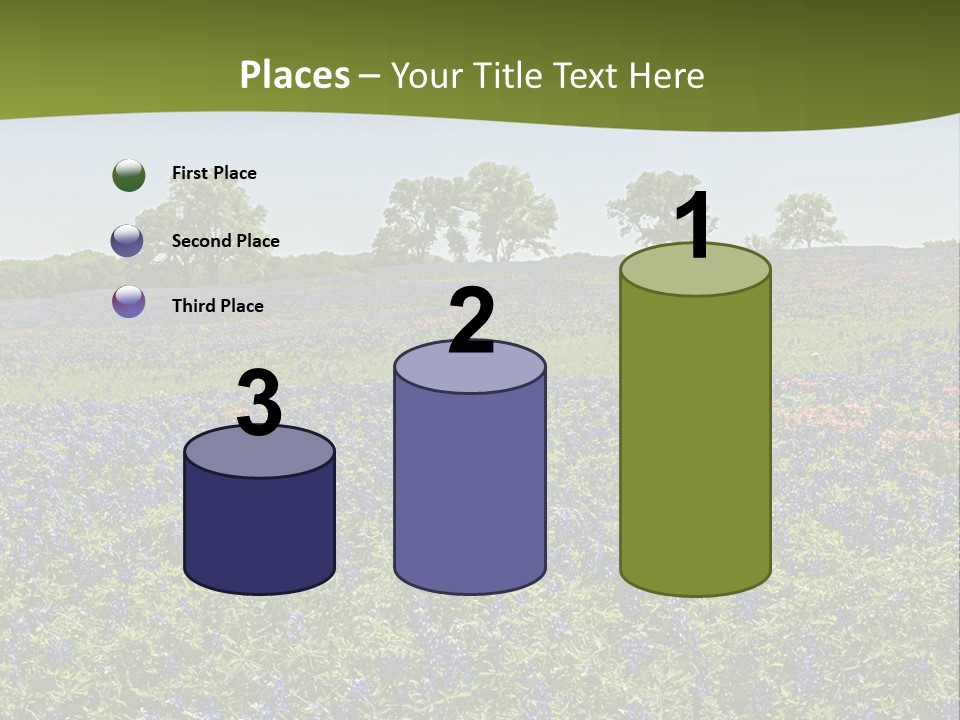 A Field Full Of Blue Flowers With Trees In The Background PowerPoint Template