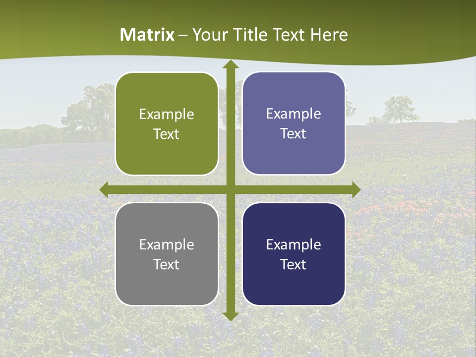 A Field Full Of Blue Flowers With Trees In The Background PowerPoint Template