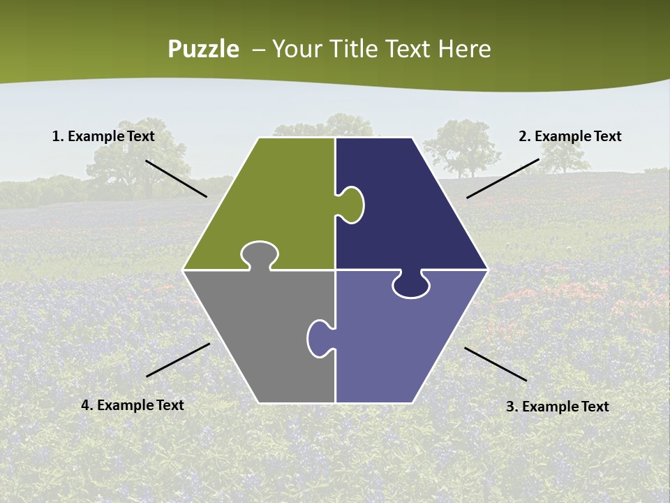 A Field Full Of Blue Flowers With Trees In The Background PowerPoint Template