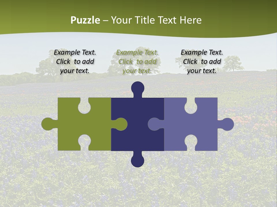 A Field Full Of Blue Flowers With Trees In The Background PowerPoint Template