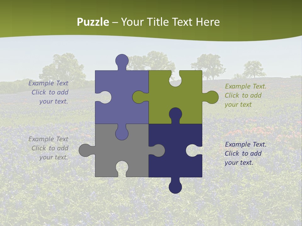 A Field Full Of Blue Flowers With Trees In The Background PowerPoint Template