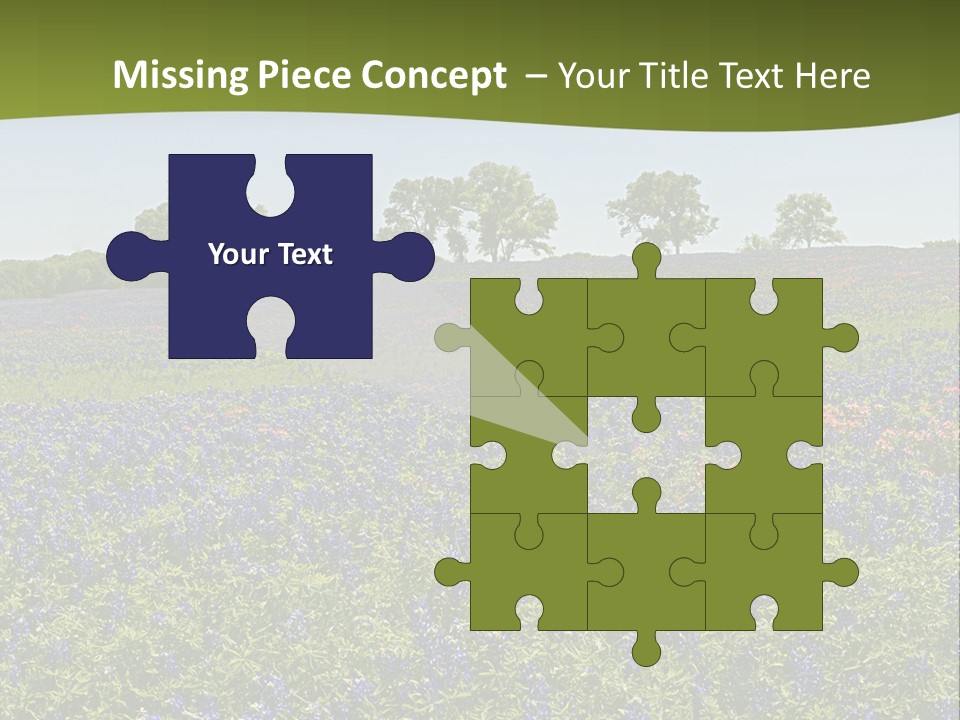 A Field Full Of Blue Flowers With Trees In The Background PowerPoint Template