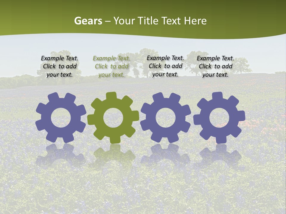 A Field Full Of Blue Flowers With Trees In The Background PowerPoint Template