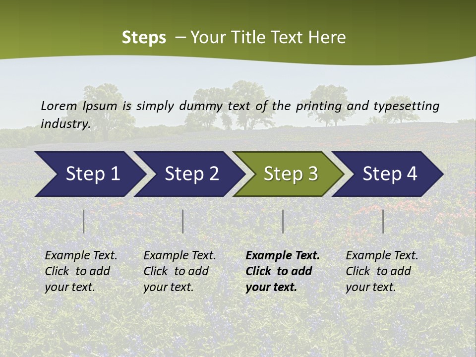 A Field Full Of Blue Flowers With Trees In The Background PowerPoint Template