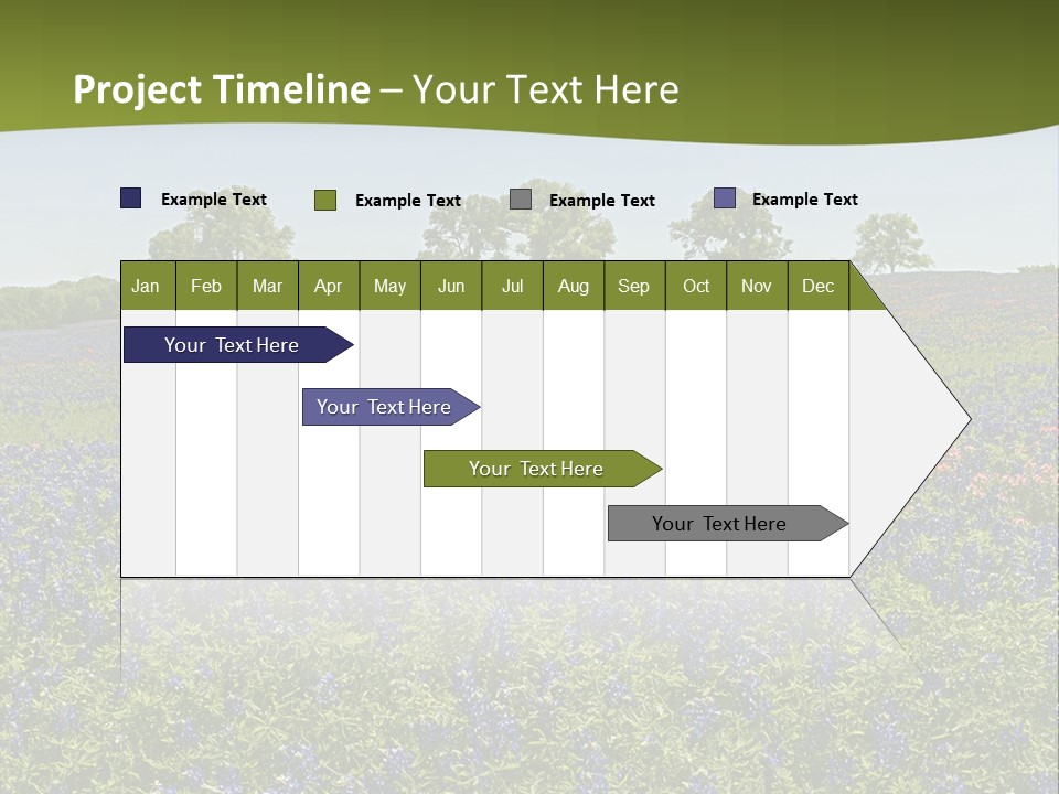 A Field Full Of Blue Flowers With Trees In The Background PowerPoint Template