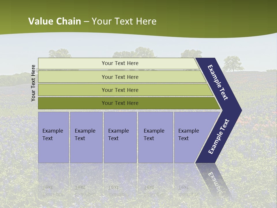 A Field Full Of Blue Flowers With Trees In The Background PowerPoint Template